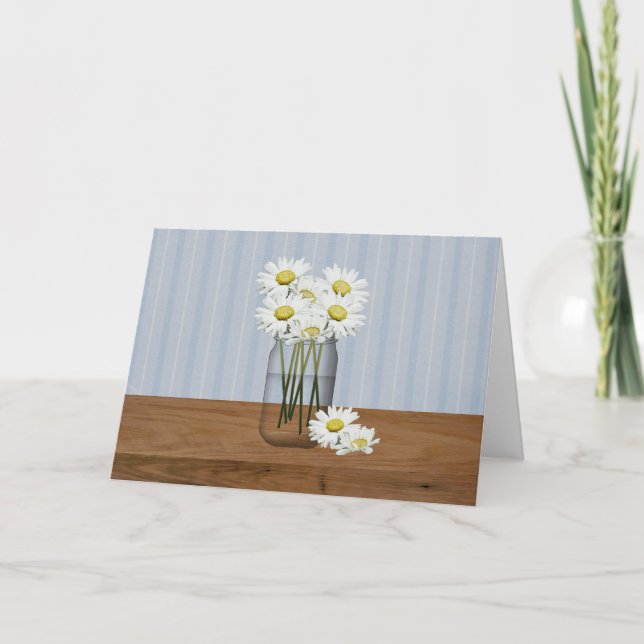 Cartão Mason Jar Of Daisies Birthday Card (Frente)