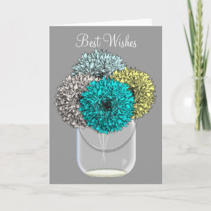 Cartão Mason Jar Vase Of Pom Pom Carnation Flowers