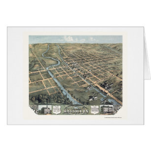 Cartão Massillon, mapa panorâmico do OH - 1870