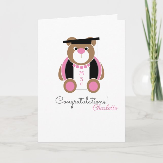 Cartão Masters in science MSc congratulations bear card (Frente)