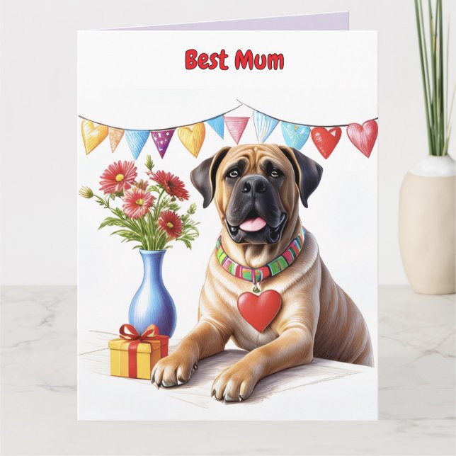 Cartão Mastiff em uma festa (Frente)