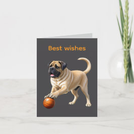 Cartão Mastiff englische Dogge mit Ball im Urlaub