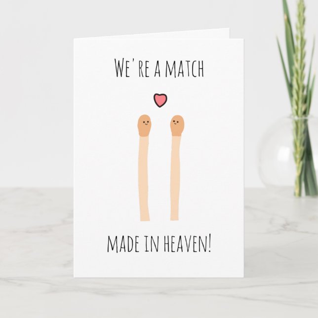 Cartão Match made in heaven cute valentine's day pun card (Frente)