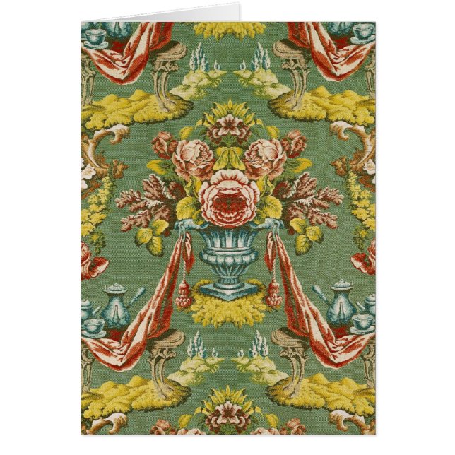 Cartão Matéria têxtil com um motivo floral de repetição (Frente)