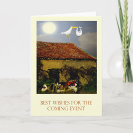 Cartão Maternity leave best wishes, stork, baby, moon