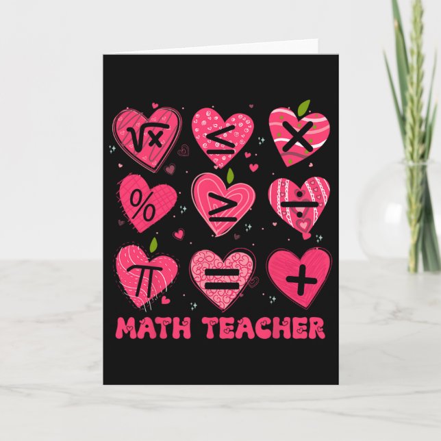 Cartão Math Valentine Day Teacher Math Symboles Arithmeti (Frente)