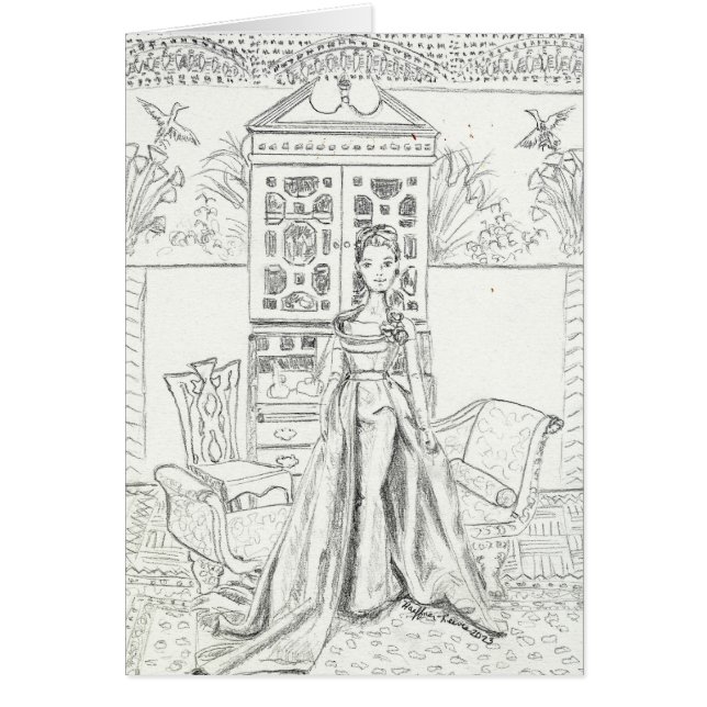 Cartão Matisse em Sage Silk Taffeta (Frente)