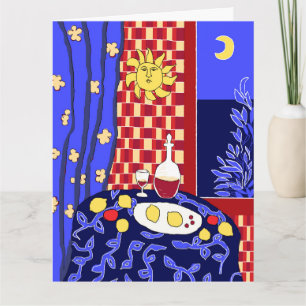 Cartão Matisse Inspirou Noite Azul, Ainda Vinho, Limões