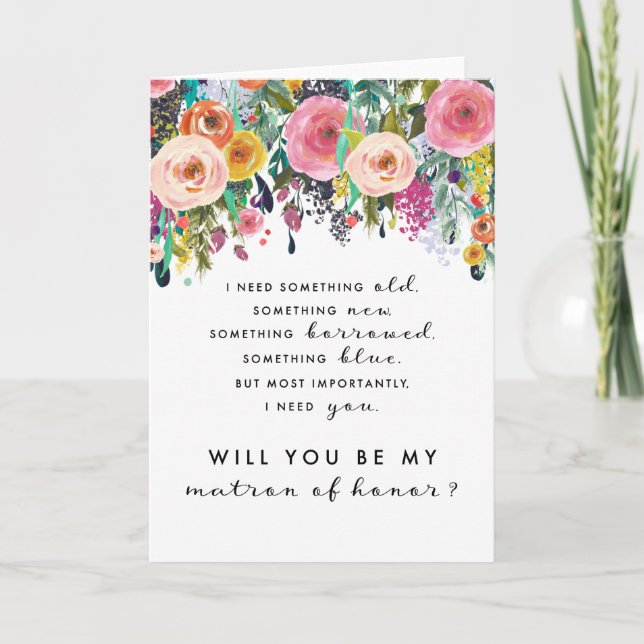 Cartão Matron of Honor Proposal Card, Ashley Collection (Frente)