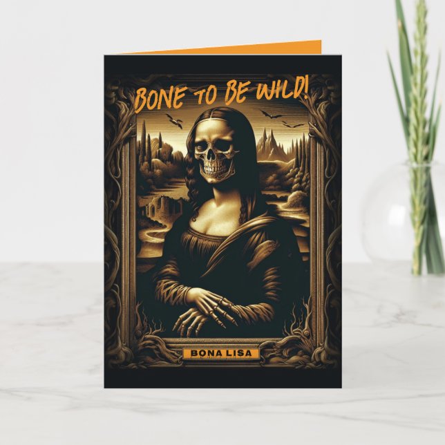 Cartão Mau Para O Halloween Da Mona Óssea Lisa Skeleton (Frente)