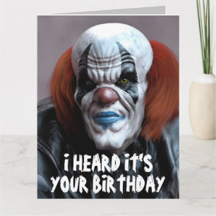 Cartão MAU SCARY CLOWN FUNNY BIRTHDAY HUG Greeting Card