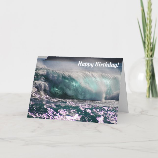 Cartão Maui Ocean Waves Birthday (Frente)