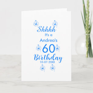 Cartão Mauve branco azul shhhh 60.º aniversário nome flor