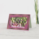 Cartão Mauve Lily with black lace butterrfly- customize<br><div class="desc">This beautiful card can deliver any message you wish-- change the words on the front and inside as you need. To see matching gift items and more butterfly themed cards and gift items,  go to my EVERYTHING BUTTERFLIES SECTION.</div>