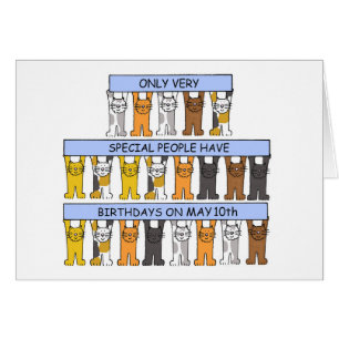 Cartão May 10th Birthday Cute Cartoon Cats