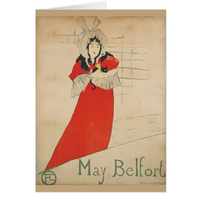 Cartão May Belfort por Henri de Toulouse-Lautrec (Frente)