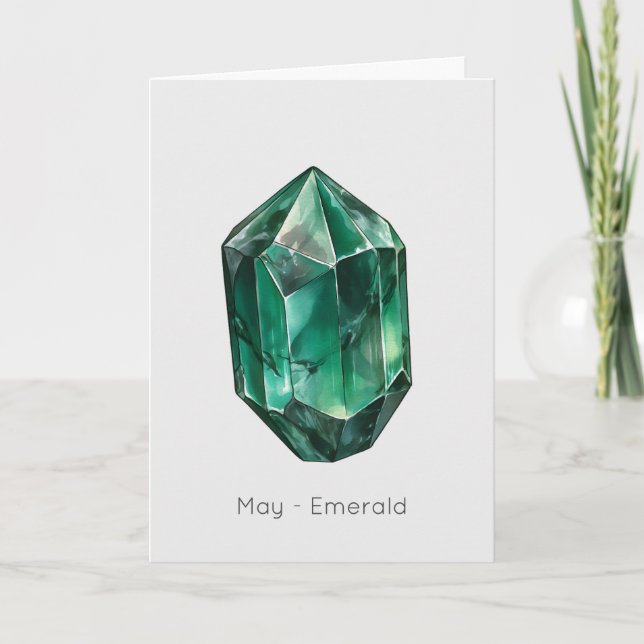 Cartão May Birthstone Emerald Happy Birthday (Frente)