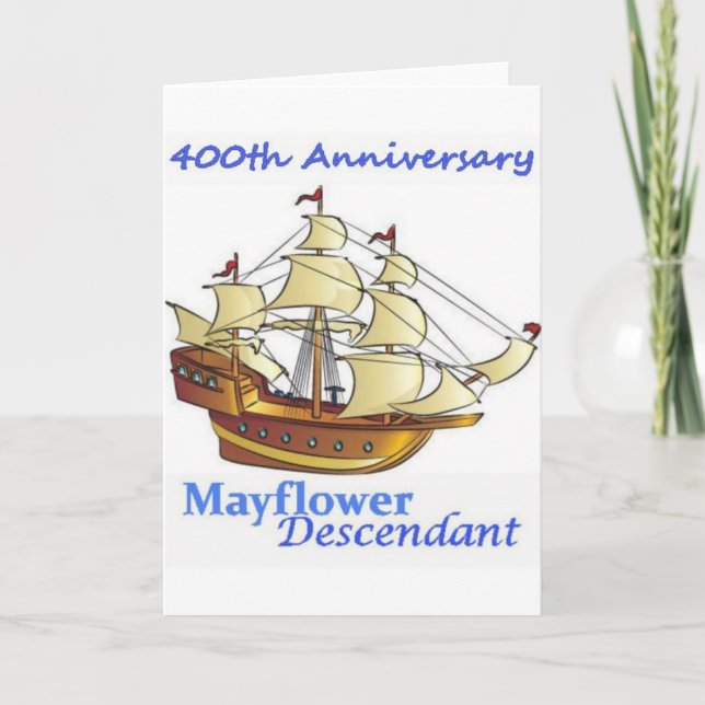 Cartão Mayflower Descendant Sailing Ship Anniversary (Frente)