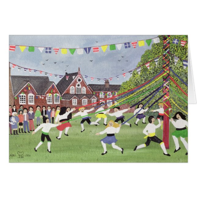 Cartão Maypole que dança 1991 (Frente Horizontal)