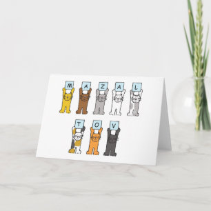 Cartão Mazal Tov Cats Holding Letters