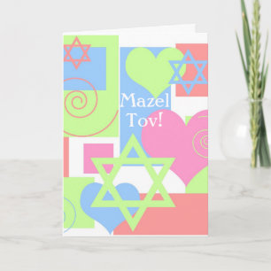 Cartão Mazel Tov!-Bat Mitzvah Diversão Colorida