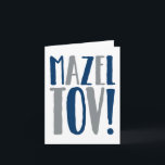Cartão Mazel Tov Block Navy Grey<br><div class="desc">Congratulate the bar mitzvah boy with this simple "Mazel Tov!" greeting card adorned with festive handwritten block letters in blue and grey. Left blank inside for your own personal message. Perfect for a gift or check enclosure. Buy more than one if you have multiple mitzvah celebrations in the upcoming months....</div>