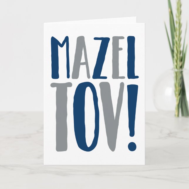 Cartão Mazel Tov Block Navy + Grey (Frente)