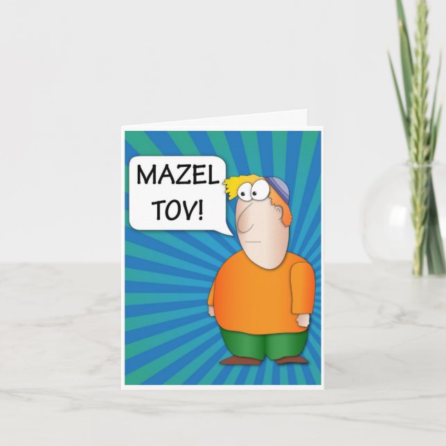 Cartão Mazel Tov Greeting Card - Jewish Boy cartoon (Frente)