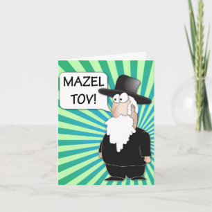 Cartão Mazel Tov Greeting Card - Jewish Rabbi cartoon