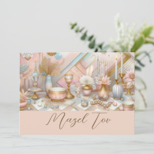 Cartão Mazel Tov Moderno, Estética Chic Rosa Doura