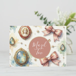Cartão Mazel Tov, Rosa Chic Dourado, Estética de B