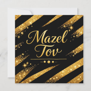 Cartão Mazel Tov, Saudação Judaica Luxo Preto Dour
