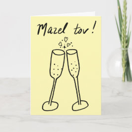 Cartão Mazel Tov Wedding Champagne Cheers Sketch Doodle