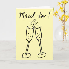 Cartão Mazel Tov Wedding Champagne Cheers Sketch Doodle