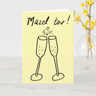 Cartão Mazel Tov Wedding Champagne Cheers Sketch Doodle