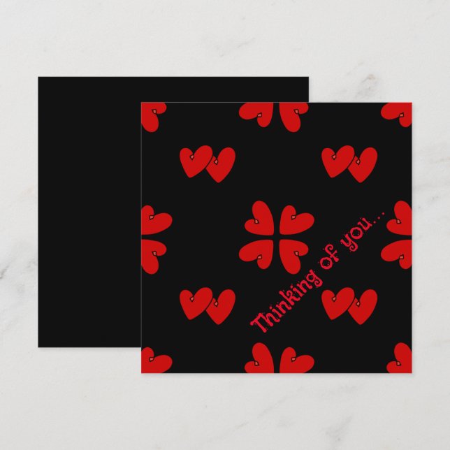 Cartão Mazipoodles Corações Vermelhos Em Preto Pensando E (Frente/Verso)