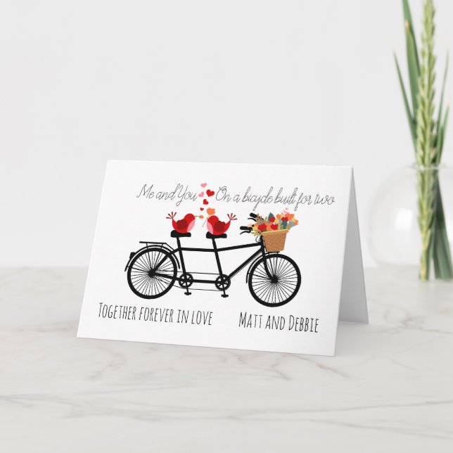 Cartão Me and You on a Bicycle Built for Two Valentine (Frente)