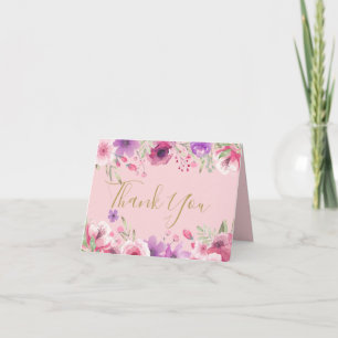 Cartão Meadow Flowers Gold Script Thank You