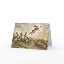 Meadow Matchup Playful Hares in a Meadow