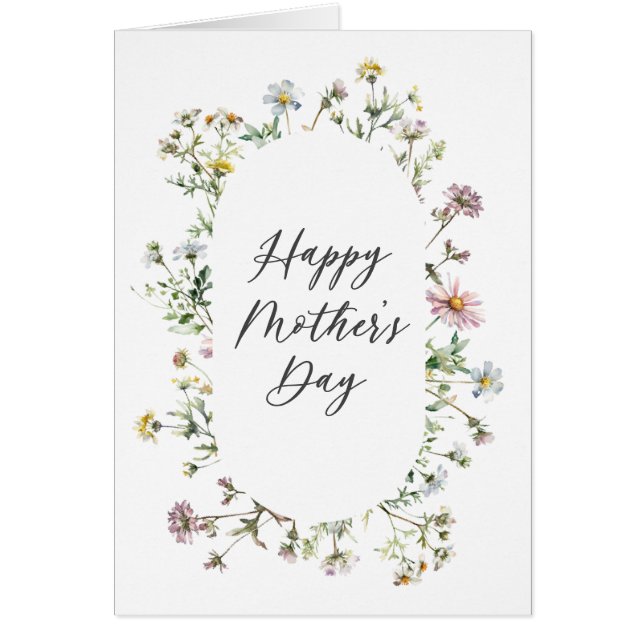 Cartão Meadow Wildflower Dia de as mães (Frente)