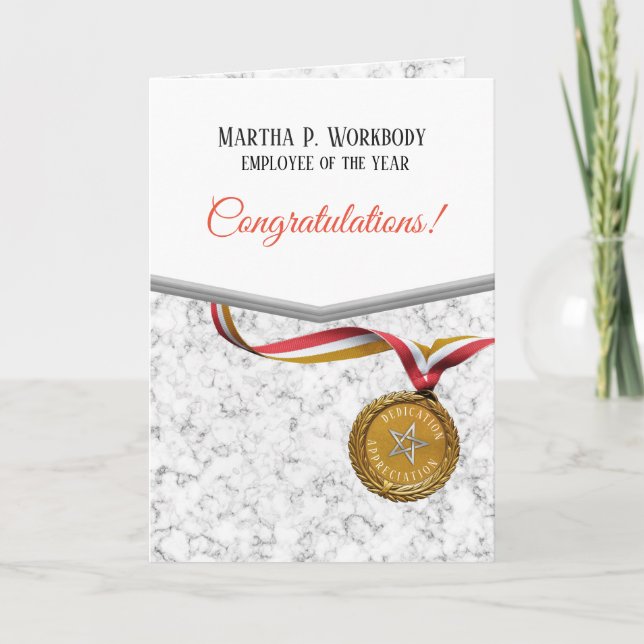 Cartão Medalha de ouro de mármore falsa empregado do cart (Frente)