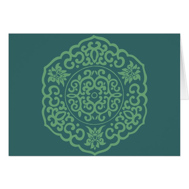 Cartão Medalhão chinês verde (Frente Horizontal)