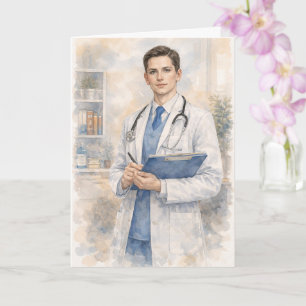 Cartão Médico Masculino Divertido Aquarela Ezekiel 25-17