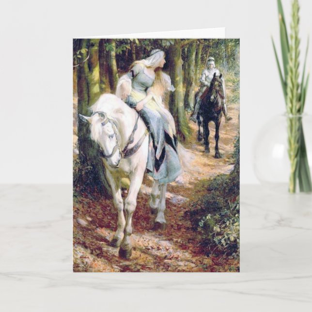 Cartão Medieval knight lady antique painting (Frente)