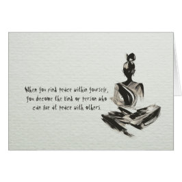 Cartão Meditação de Instrutor Yoga Pose Pose Pincel Citaç