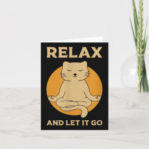 Cartão Meditação de Ioga Zen com Gráfico de Gatos Engraça