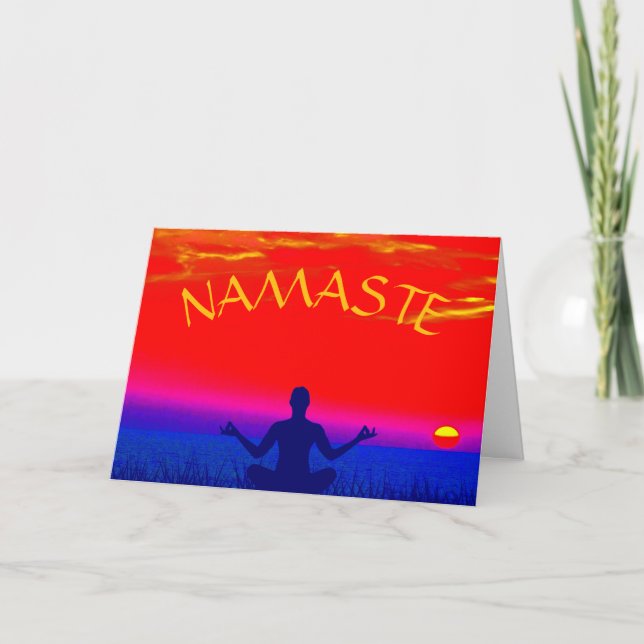 Cartão Meditação de Namaste Mindful e Yoga Zen Sunset (Frente)