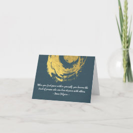 Cartão Meditação de Namaste Yoga cita sinal azul Dourado