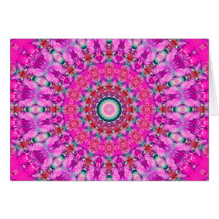 Cartão Meditação de Rosa Vibrante e Teal Boho Mandala