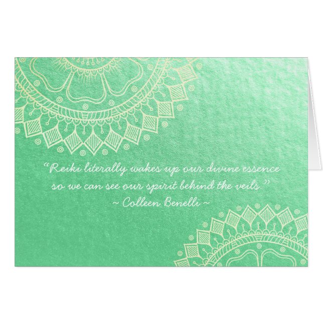 Cartão Meditação de Yoga Professora Green Dourada Mandala (Frente horizontal)
